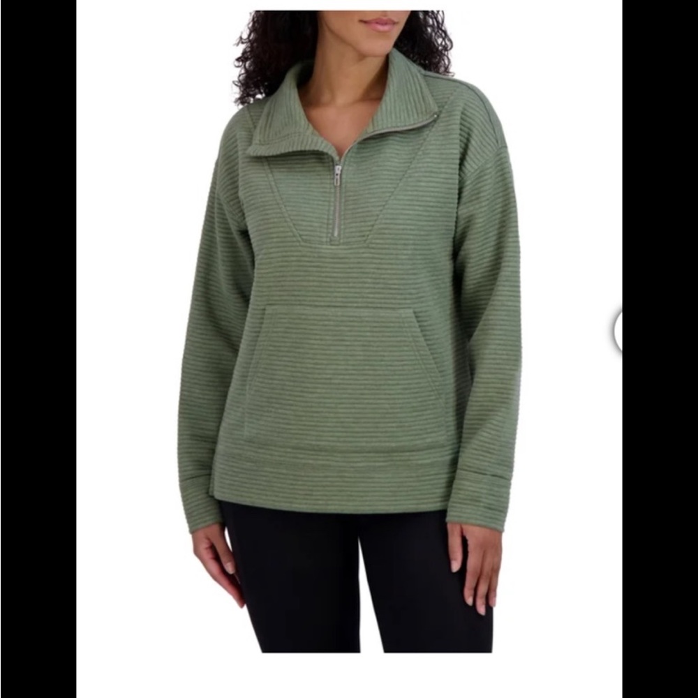 NWT Kirkland Signature Women's Ottoman Half-Zip Sweatshirt, Green, Size L